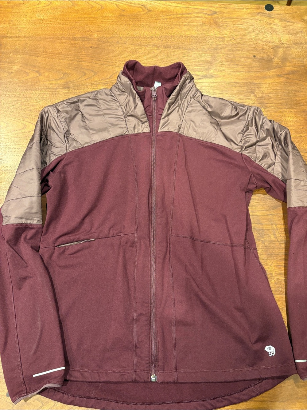 Women’s Mountain Hardwear Maroon Softshell Jacket with Quilted Shoulder Panels